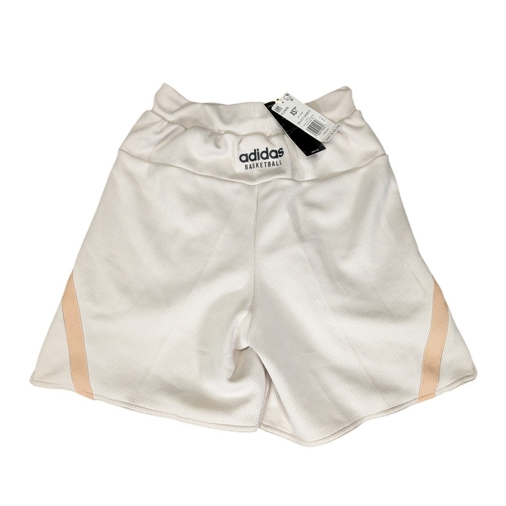 Adidas Basketball Select Shorts Mens XS 7 Inch Off White Tan IC2409 NWT - Picture 2 of 8